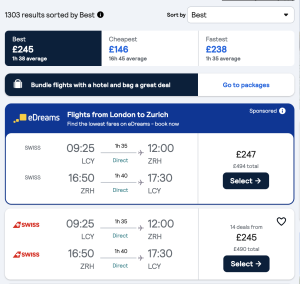 Zurich flights