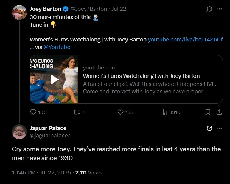 Joey Barton England fans women's football