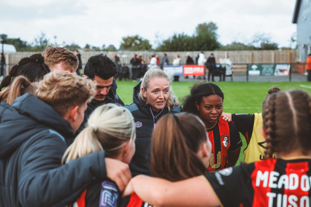 Helen Bleazard with the Bournemouth squad