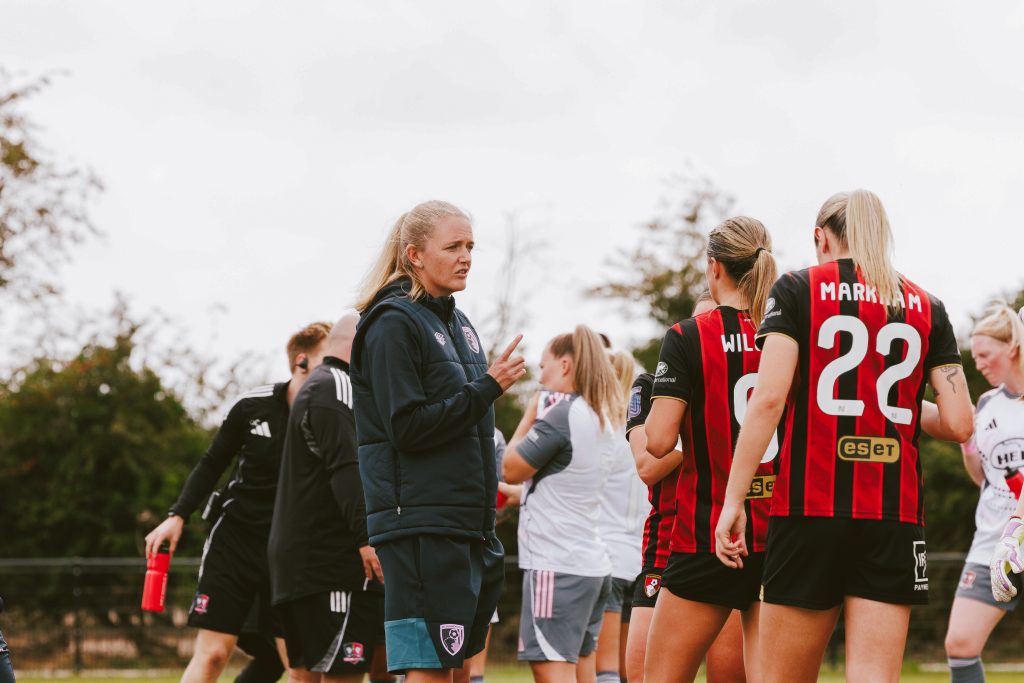 Helen Bleazard with the Bournemouth squad