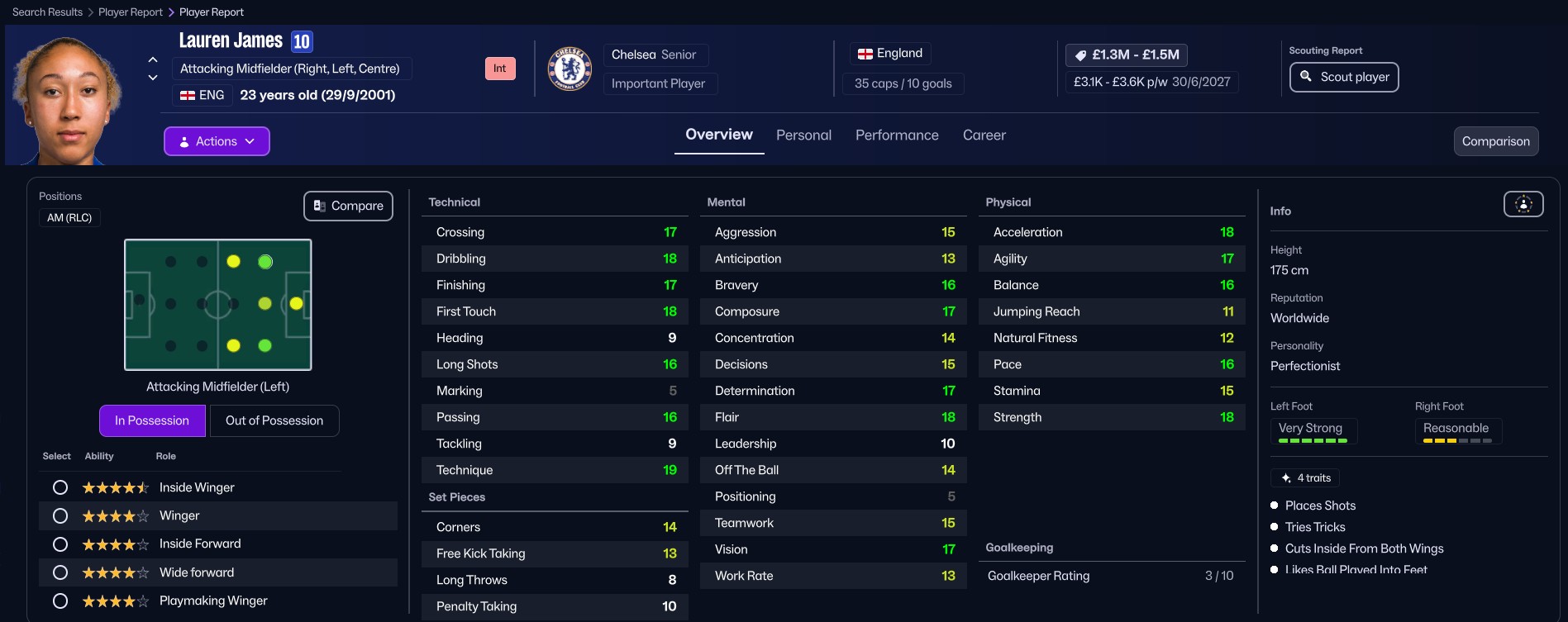 Lauren James (Football Manager 2026 best players)