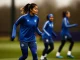 Naomi Girma in Chelsea training kit during session at Cobham