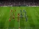 Overhead view of women's football tactical battle in midfield during UWCL final between Lyon and Barcelona