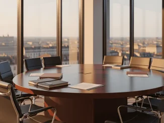 Modern European boardroom with executive chairs symbolizing women's leagues gaining representation