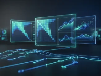 Modern poker training platform interface with strategic decision trees and holographic displays