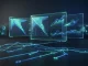 Modern poker training platform interface with strategic decision trees and holographic displays