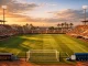 Modern football stadium in Mallorca at golden hour ahead of Spain vs England World Cup qualifier