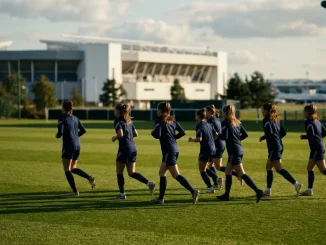 England Under-20 women’s football team training amid uncertainty over the World Cup