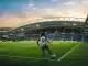 Brighton & Hove Albion women's player silhouette at Amex Stadium during golden hour