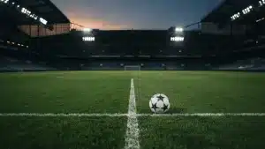 Empty Stamford Bridge pitch and match ball ahead of a Women's Champions League qualifying tie