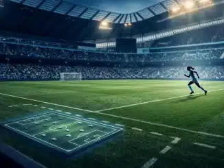 Silhouetted elite striker and tactical board representing Khadija Shaw’s fantasy football value