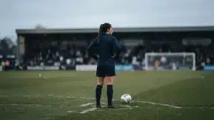 Female midfielder on a stadium pitch before Brighton’s WSL opener against former club Arsenal