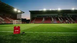 Empty football stadium pitch prepared for Arsenal’s defensive reinforcement before the WSL deadline