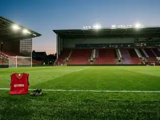 Empty football stadium pitch prepared for Arsenal’s defensive reinforcement before the WSL deadline